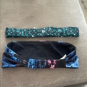 lululemon athletica Floral Black and Blue Headbands